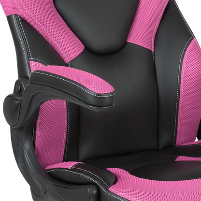 X10 Gaming Chair Racing Office Ergonomic Computer PC Adjustable Swivel Chair with Flip-up Arms, Pink/Black LeatherSoft