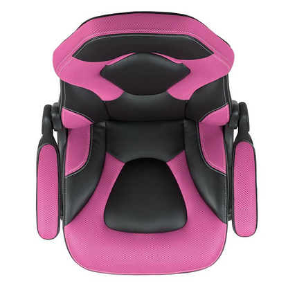 X10 Gaming Chair Racing Office Ergonomic Computer PC Adjustable Swivel Chair with Flip-up Arms, Pink/Black LeatherSoft