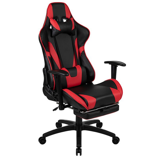 X30 Gaming Chair Racing Office Ergonomic Computer Chair with Footrest in Red LeatherSoft