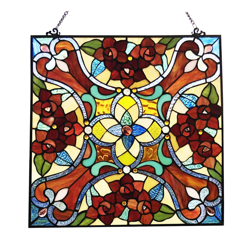 NOELLE 20" Victorian Tiffany-Style Stained Glass Panel