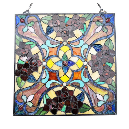 NOELLE 20" Victorian Tiffany-Style Stained Glass Panel