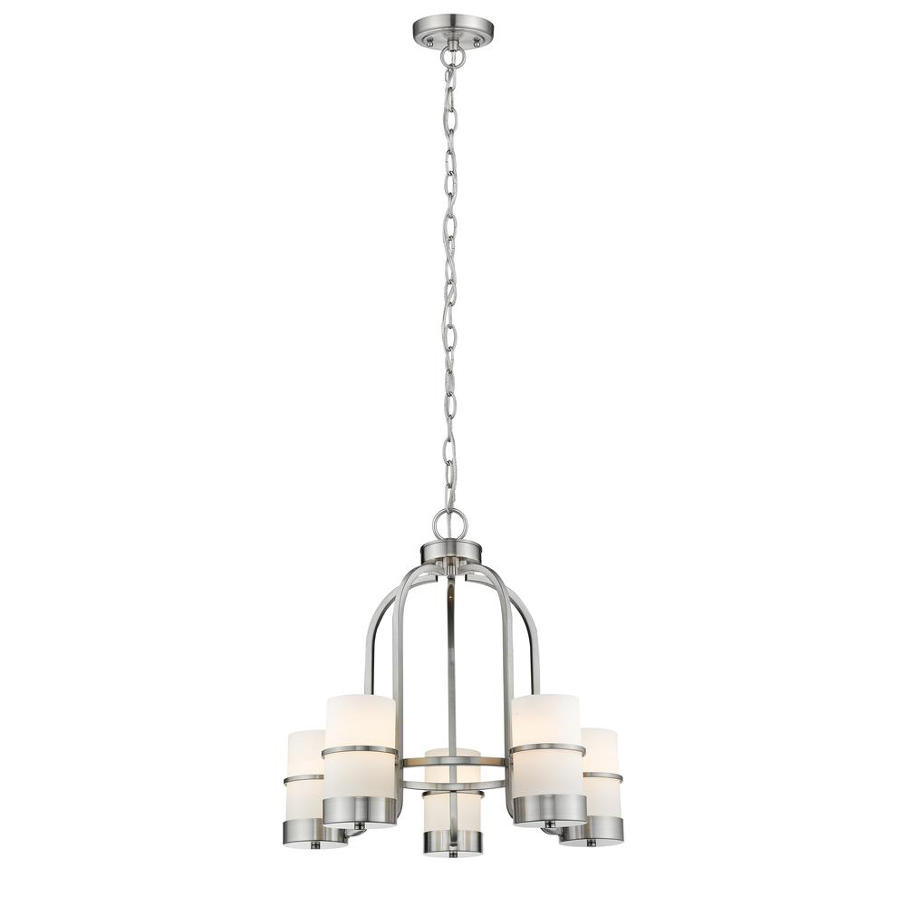 PENELOPE Contemporary 5 Light Brushed Nickel Mini Chandelier 22" Wide