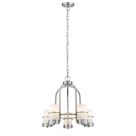 PENELOPE Contemporary 5 Light Brushed Nickel Mini Chandelier 22" Wide