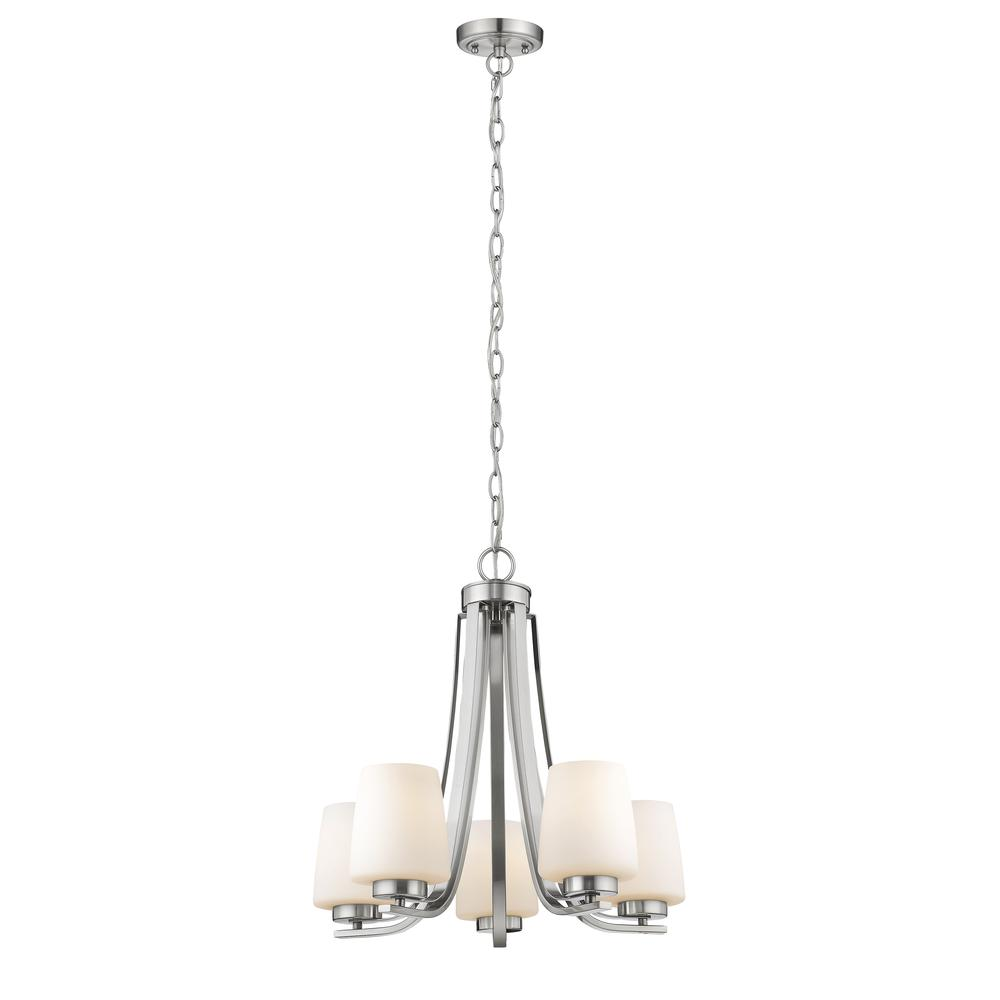 OLIVIA Contemporary 5 Light Brushed Nickel Mini Chandelier 22" Wide - Stylish Lighting Fixture for Industrial and Transitional Spaces