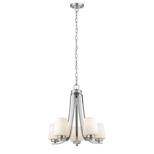 OLIVIA Contemporary 5 Light Brushed Nickel Mini Chandelier 22" Wide - Stylish Lighting Fixture for Industrial and Transitional Spaces