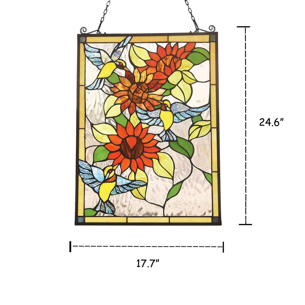 SUNFLOWER 24" Tiffany-Style Bird & Sunflower Panel