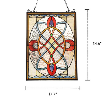 KATHERINE Victorian Tiffany-glass Window Panel 24" Tall - Handcrafted Stained Glass Art for Indoor Setting