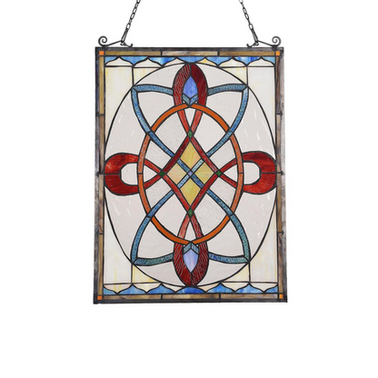 KATHERINE Victorian Tiffany-glass Window Panel 24" Tall - Handcrafted Stained Glass Art for Indoor Setting