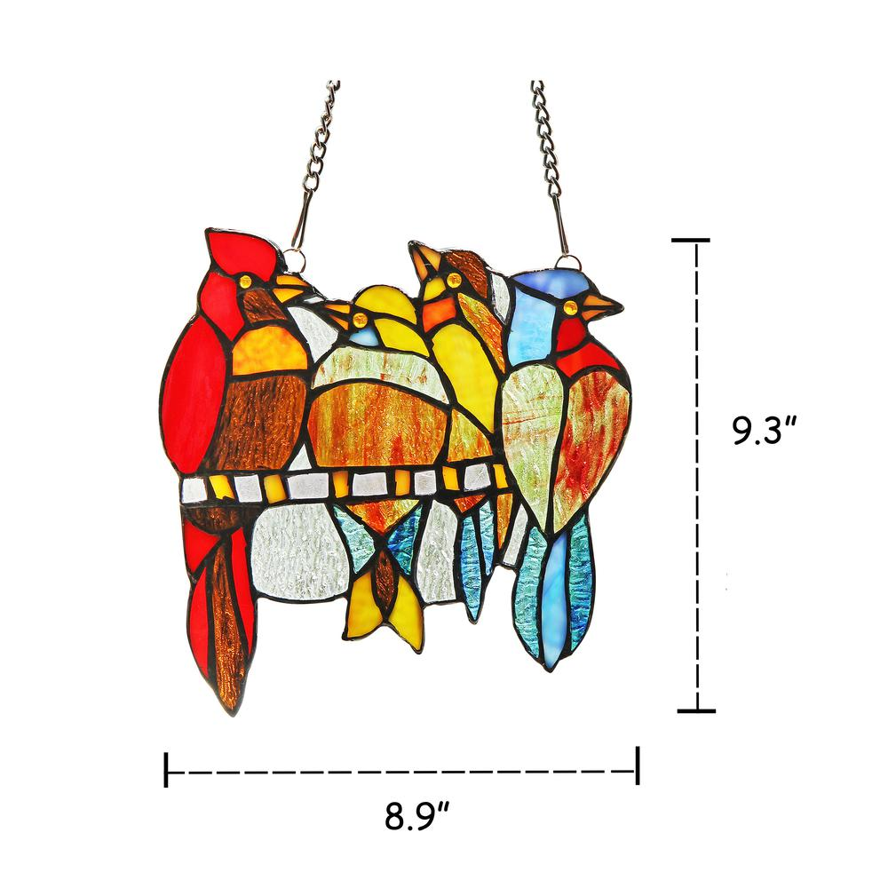 HARLEY Tiffany-glass Window Panel 9" - Handcrafted Bird Design