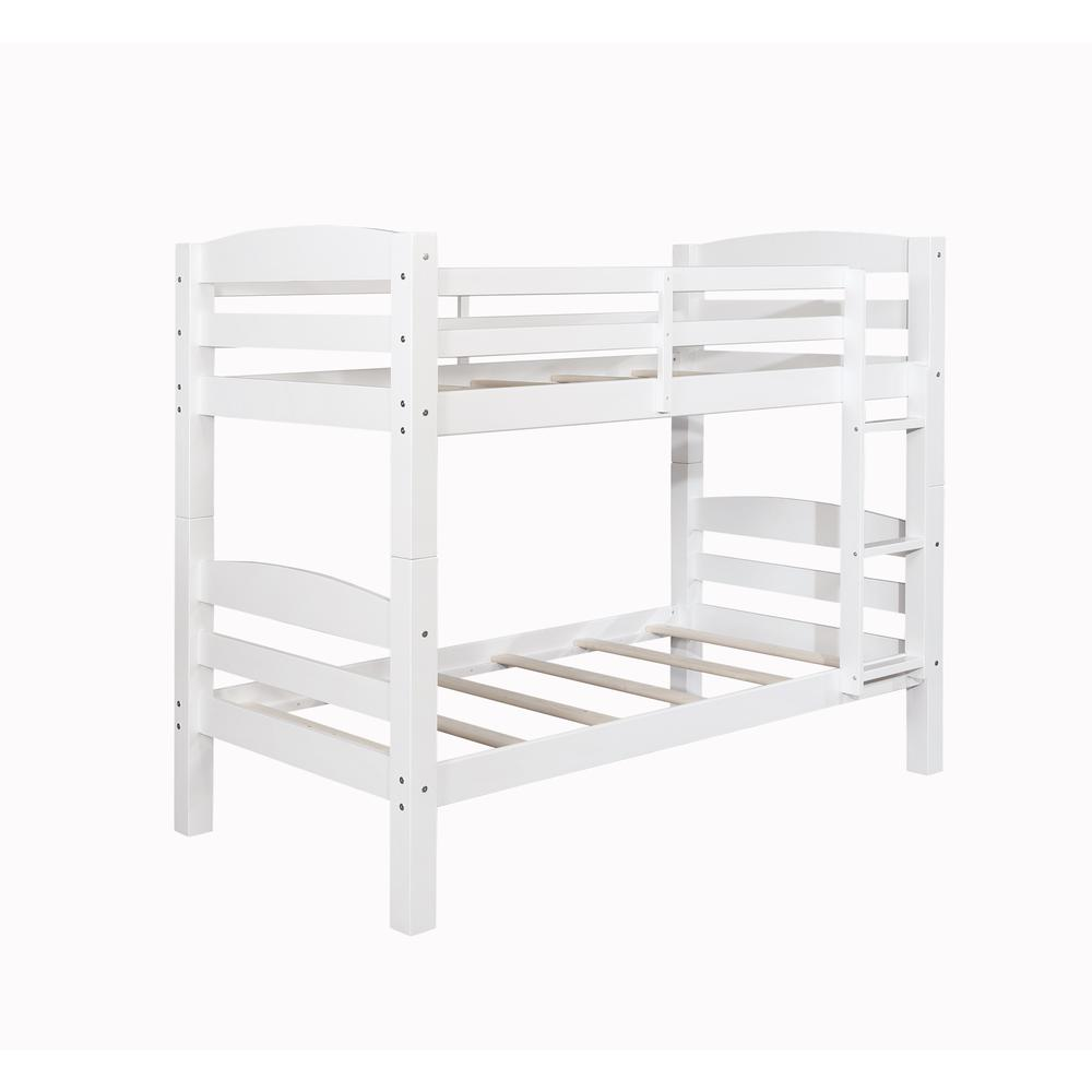 Levi Bunk Bed - White | Twin Over Twin | Pine Wood Construction