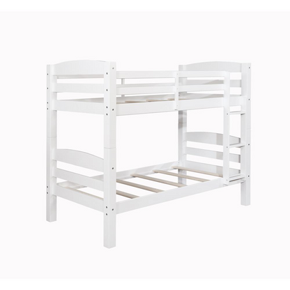 Levi Bunk Bed - White | Twin Over Twin | Pine Wood Construction