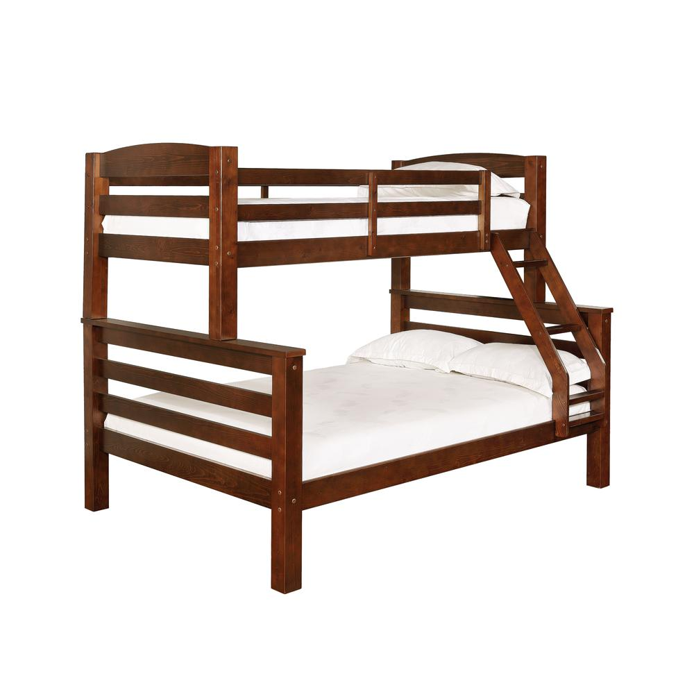 Levi Twin Full Bunk - Espresso | Sturdy Pine Wood Bunk Bed