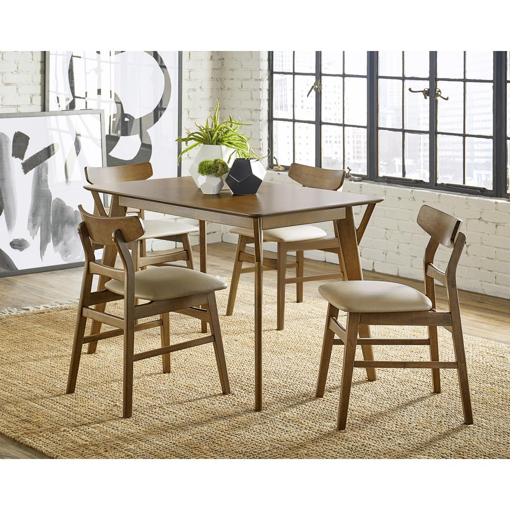 Mid-Modern Style Dining Table with 4 Chairs | Toffee Finish