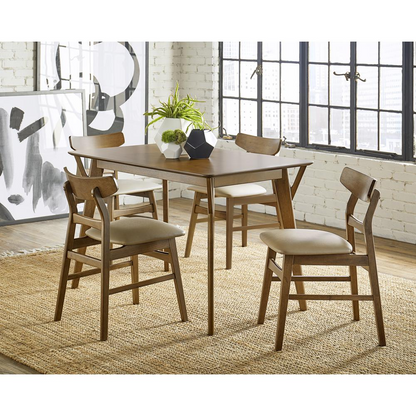 Mid-Modern Style Dining Table with 4 Chairs | Toffee Finish