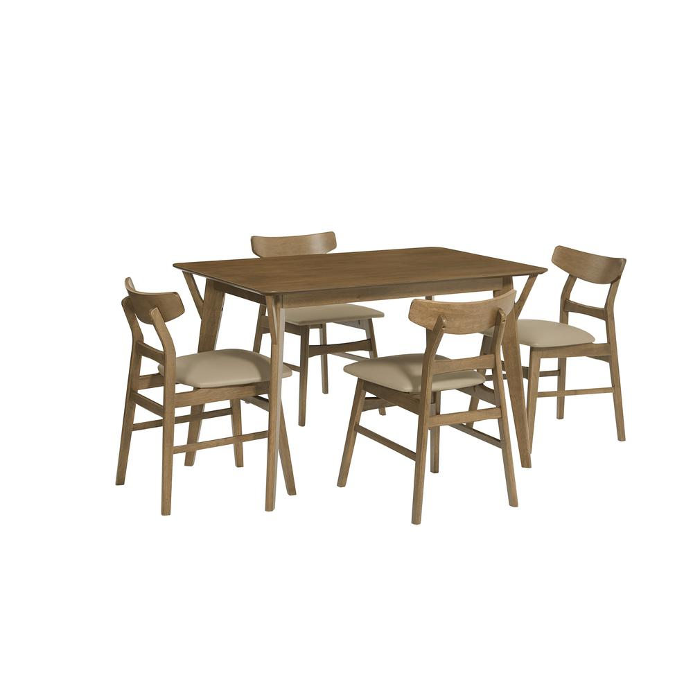 Mid-Modern Style Dining Table with 4 Chairs | Toffee Finish