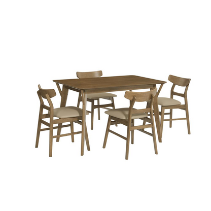 Mid-Modern Style Dining Table with 4 Chairs | Toffee Finish