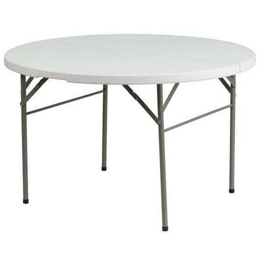 4-Foot Round Bi-Fold Granite White Plastic Banquet and Event Folding Table