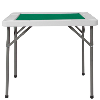 34.5" Square 4-Player Folding Card Game Table with Green Playing Surface and Cup Holders - Durable and Portable