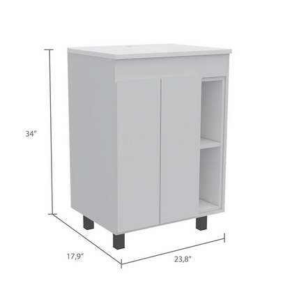 24" Meka Vanity White (2C) Blanco Nevado - Modern Styling and Ample Storage