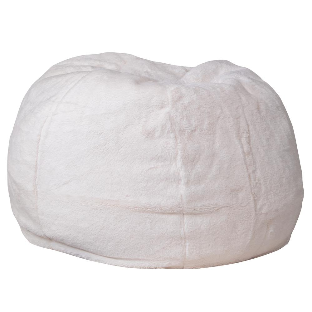 Small White Furry Bean Bag Chair for Kids and Teens - Cozy and Versatile