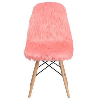 Hermosa Pink Shaggy Dog Chair: Stylish Accent Piece