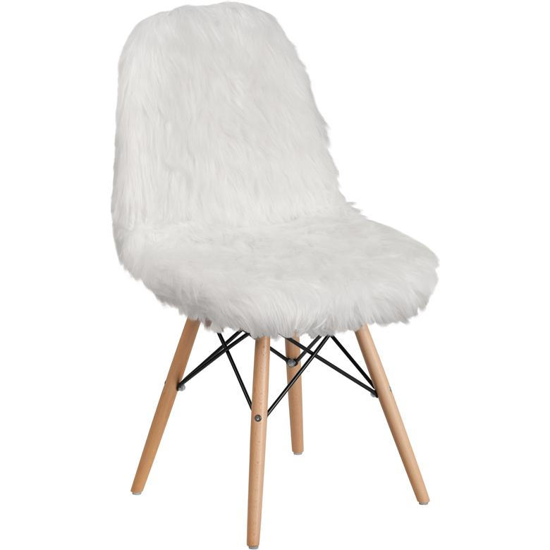 Cozy Shaggy Dog White Accent Chair - Plush Elegance for Your Space