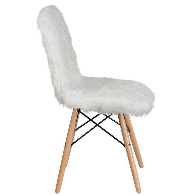 Cozy Shaggy Dog White Accent Chair - Plush Elegance for Your Space