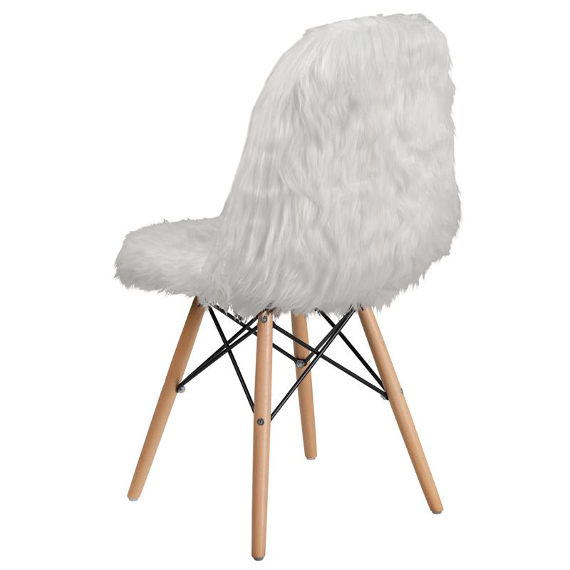 Cozy Shaggy Dog White Accent Chair - Plush Elegance for Your Space