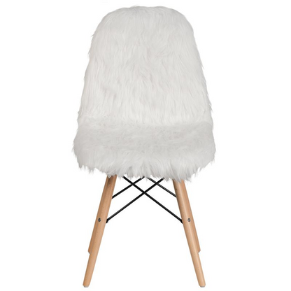 Cozy Shaggy Dog White Accent Chair - Plush Elegance for Your Space