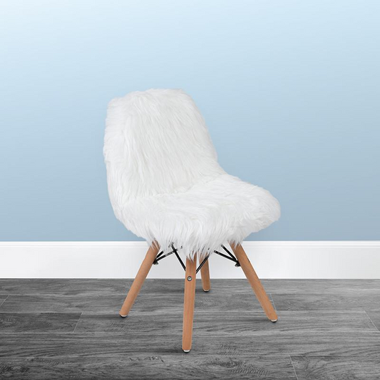 Adorable White Shaggy Dog Kids' Accent Chair - Fun and Cozy Seating for Playful Spaces!