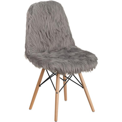 Stylish Charcoal Gray Shaggy Dog Chair: Ultimate Modern Comfort