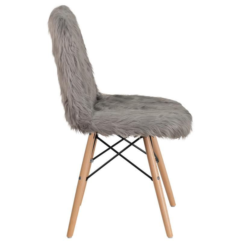 Gray Shaggy Dog Chair: Modern Faux Fur Appeal