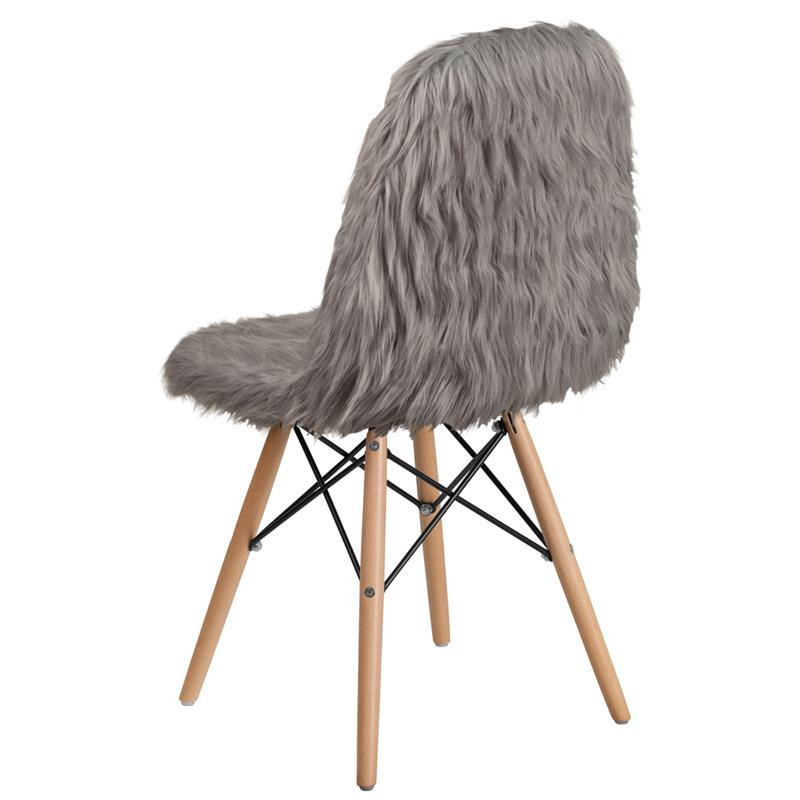 Gray Shaggy Dog Chair: Modern Faux Fur Appeal