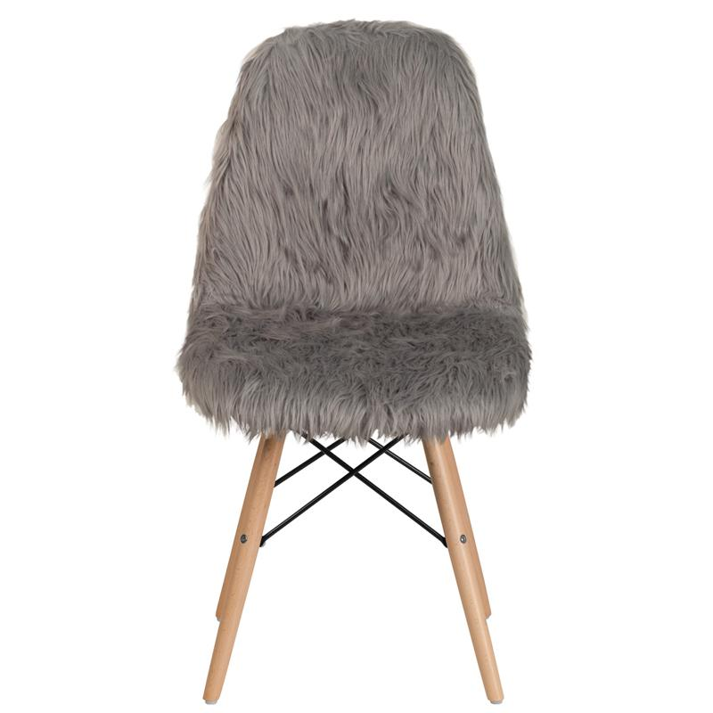 Gray Shaggy Dog Chair: Modern Faux Fur Appeal