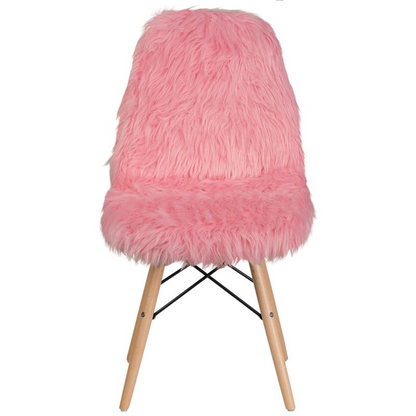 Soft Light Pink Shaggy Chair: Modern Chic Accent