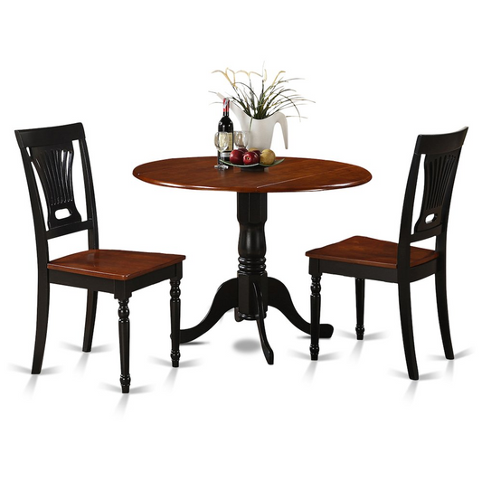 3-Piece Small Kitchen Table and Chairs Set - Round Table and 2 Dinette Chairs | Durable Asian Hardwood Construction