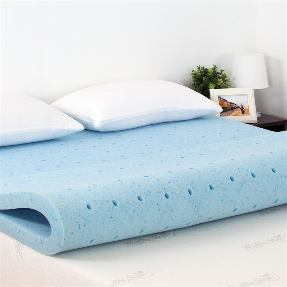 Angeland 2 INCH Cool Gel Ventilated Memory Foam Mattress Topper, TWIN