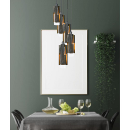 60W X 5 Reggio Wood Pendant Glass Fixture (Edison Bulbs Not Included) - Stylish Lighting for Your Home