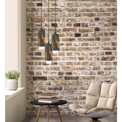 60W X 3 Reggio Wood Pendant Glass Fixture (Edison Bulbs Not Included)