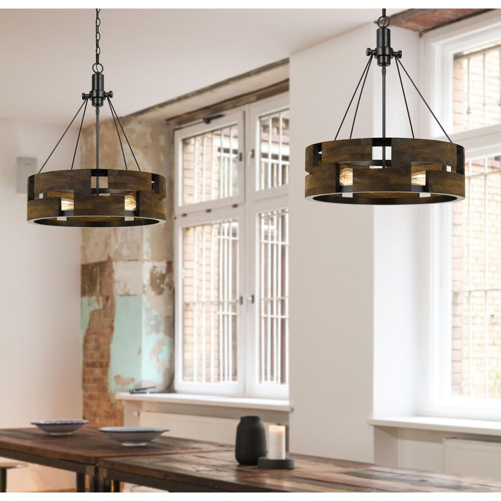 60W X 3 Bradford Metal And Wood Chandelier - Shop Now