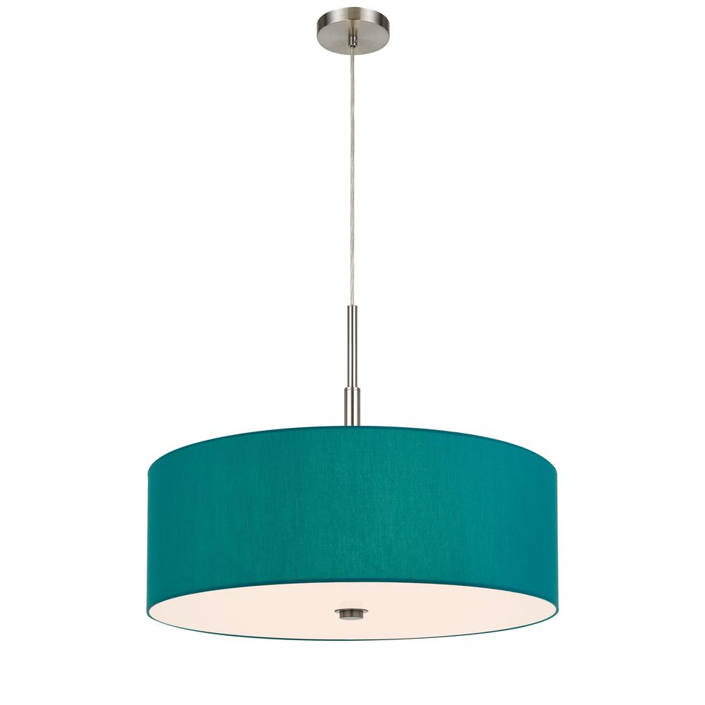 60W x 4 Lonoke Pendant Fixture with Hardback Drum Shade, Aqua Blue - Add a Pop of Color to Your Décor