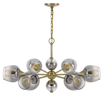 60W x 6 Pendleton Metal Chandelier with Electoral Plated Smoked Glass Shades - Elegant Lighting Fixture