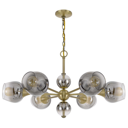 60W x 6 Pendleton Metal Chandelier with Electoral Plated Smoked Glass Shades - Elegant Lighting Fixture