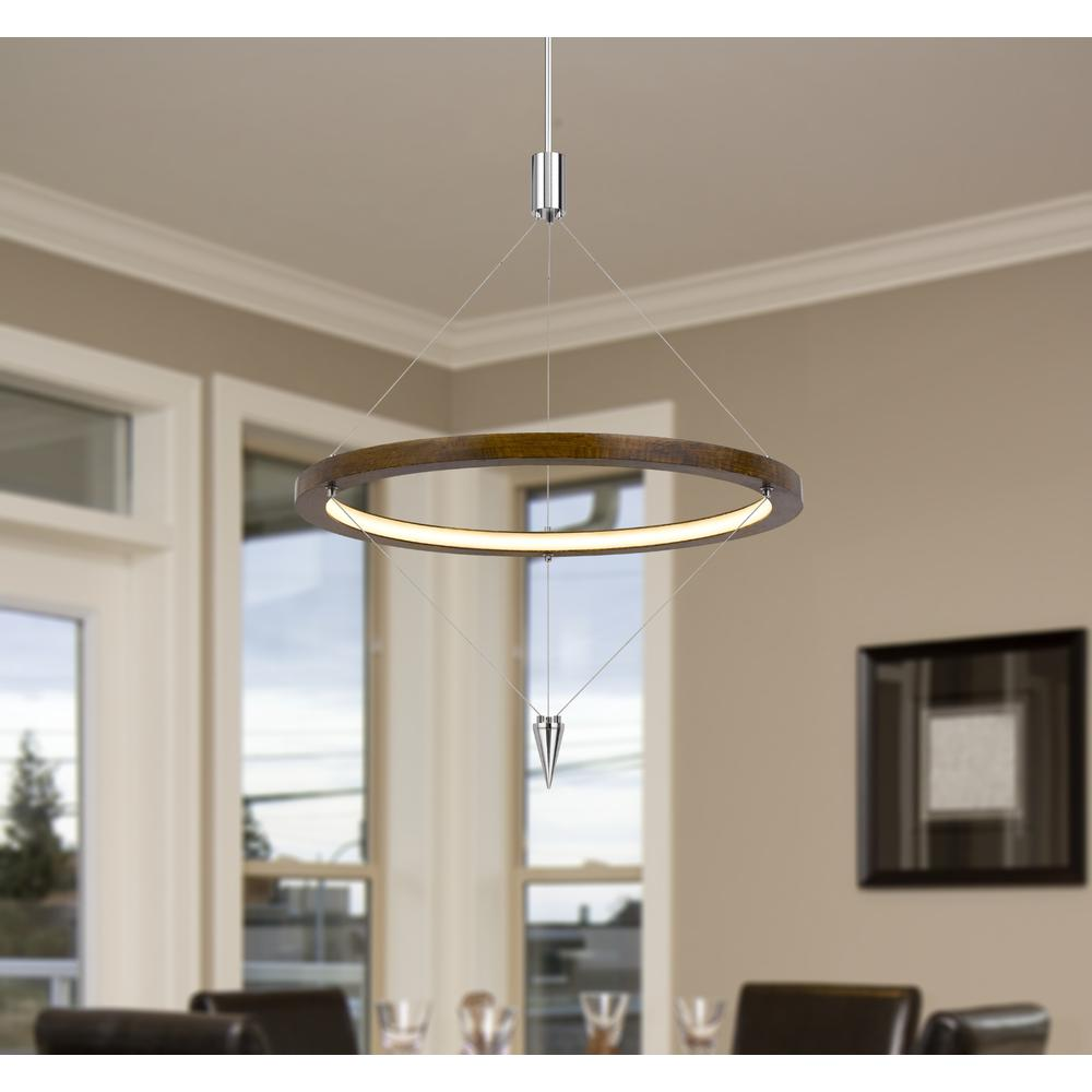 Viterbo Integrated Dimmable LED Pine Wood Pendant Fixture