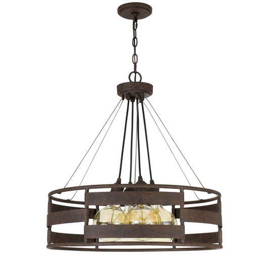 60W x 4 Rochefort Metal Chandelier with Rust Finish - Includes Edison Bulbs