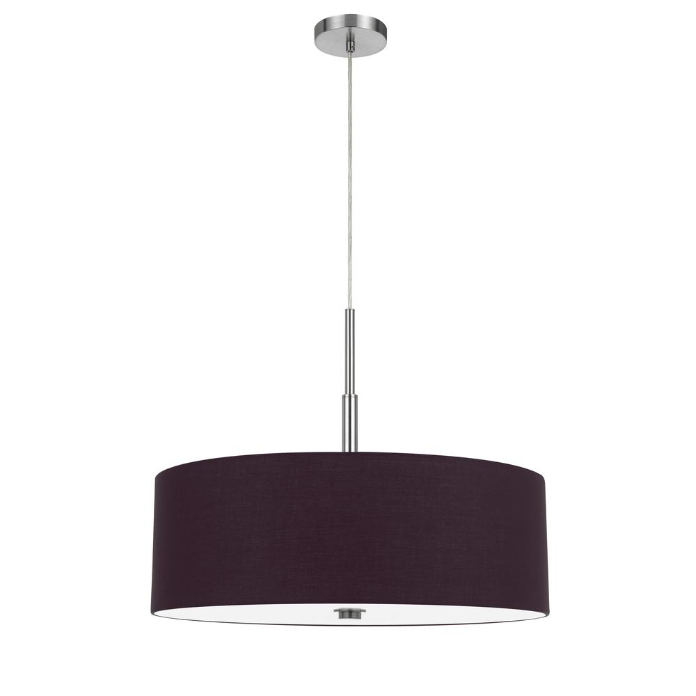 60W x 4 Lonoke Pendant Fixture with Hardback Drum Shade, Plum - Elegant and Durable Lighting Solution