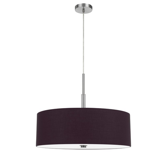 60W x 4 Lonoke Pendant Fixture with Hardback Drum Shade, Plum - Elegant and Durable Lighting Solution