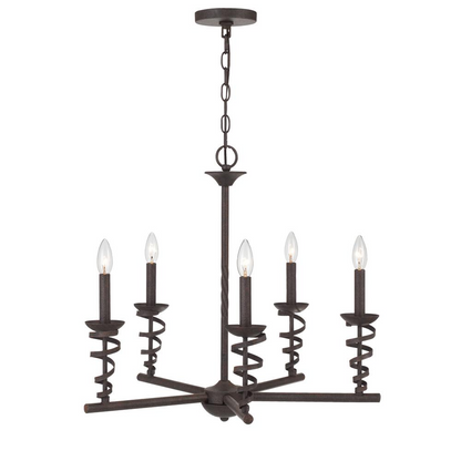 60W x 5 Forbach Metal Chandelier (Edison Bulbs Included) - Texture Black | Rustic Lighting