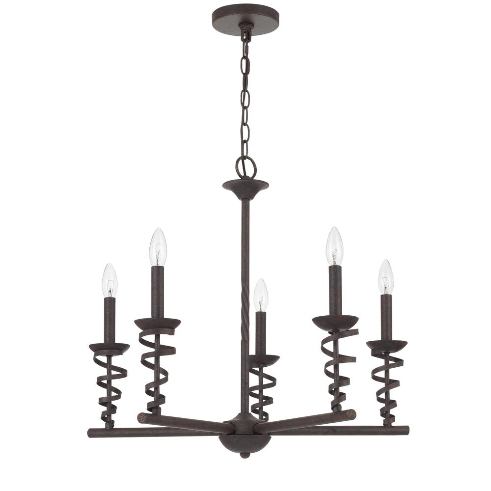 60W x 5 Forbach Metal Chandelier (Edison Bulbs Included) - Texture Black | Rustic Lighting