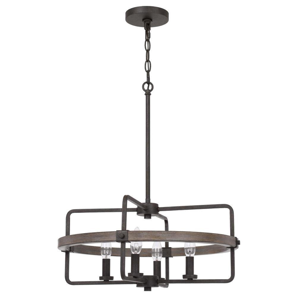 60W x 4 Rawlins Metal Chandelier - Industrial Rustic Style Lighting